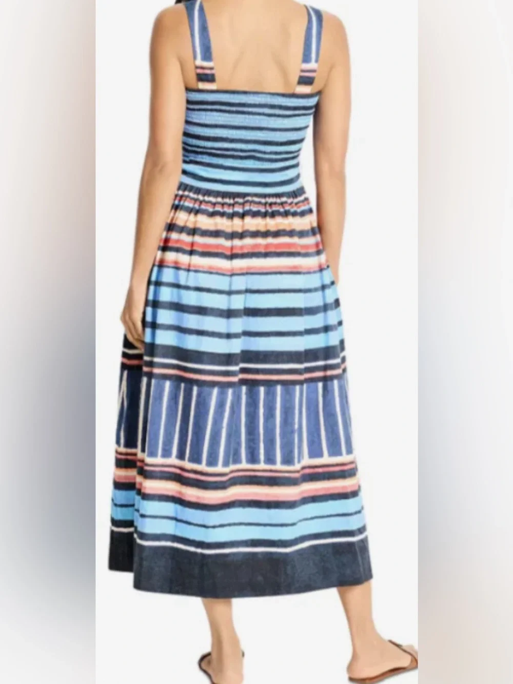 NIC+ZOE Painted Peninsula Blue Multi Color Stripe Sophie Midi Dress: Size S - Picture 3 of 8